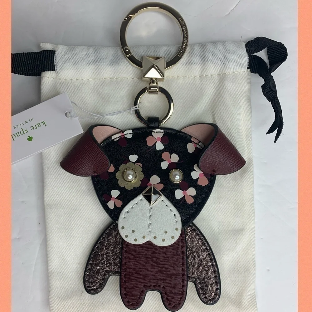 Kate Spade Movable Origami Dog Keychain Fob NWT
